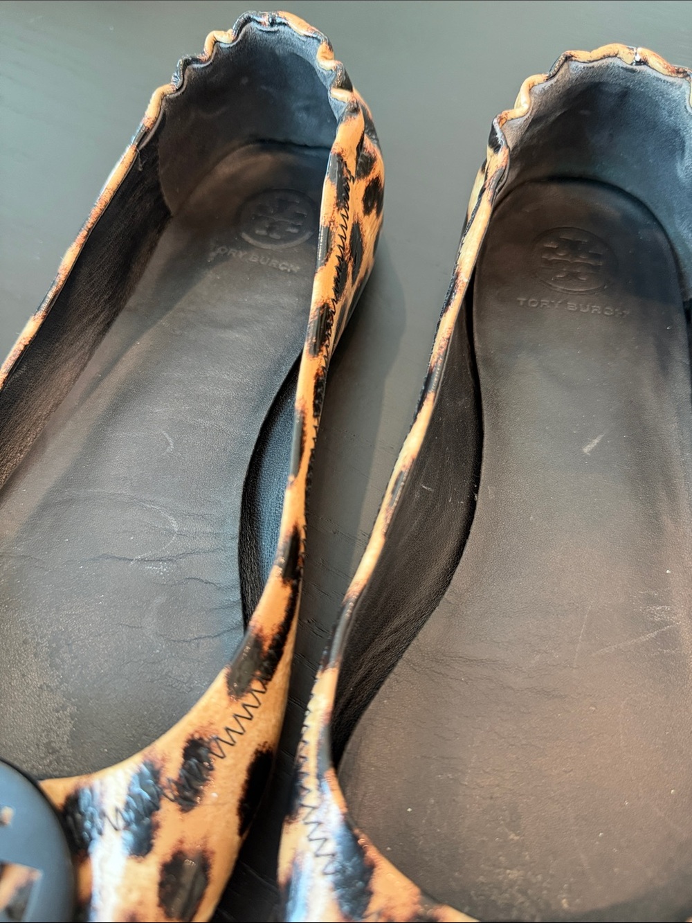 Tory Burch Leopard-Print Reva Ballet Flats in Brown and Black - Picture 3 of 5